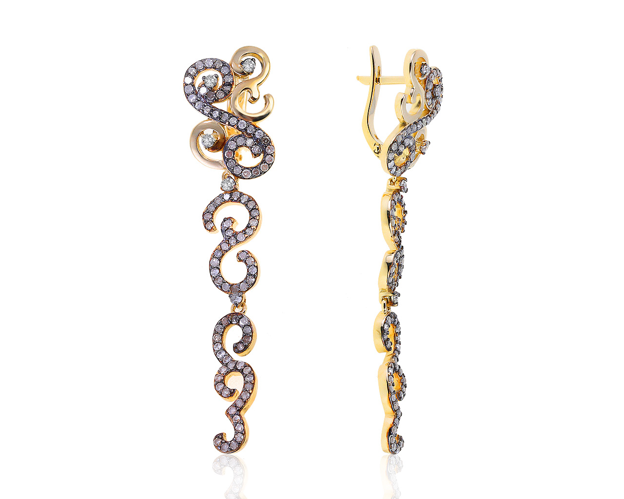 Оригинальные золотые серьги с бриллиантами 1.05ct Кристалл Мечты 010421/1