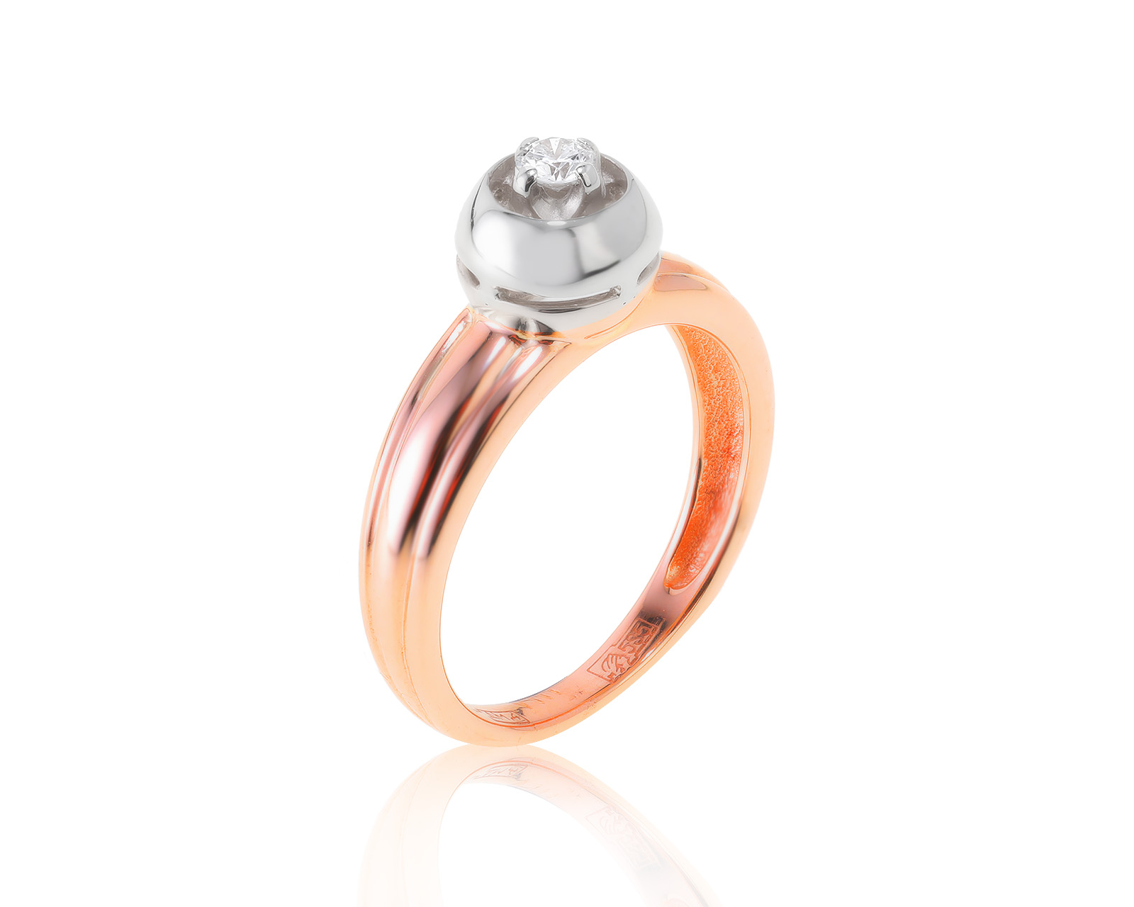 Солидное золотое кольцо с бриллиантом 0.10ct 170123/24