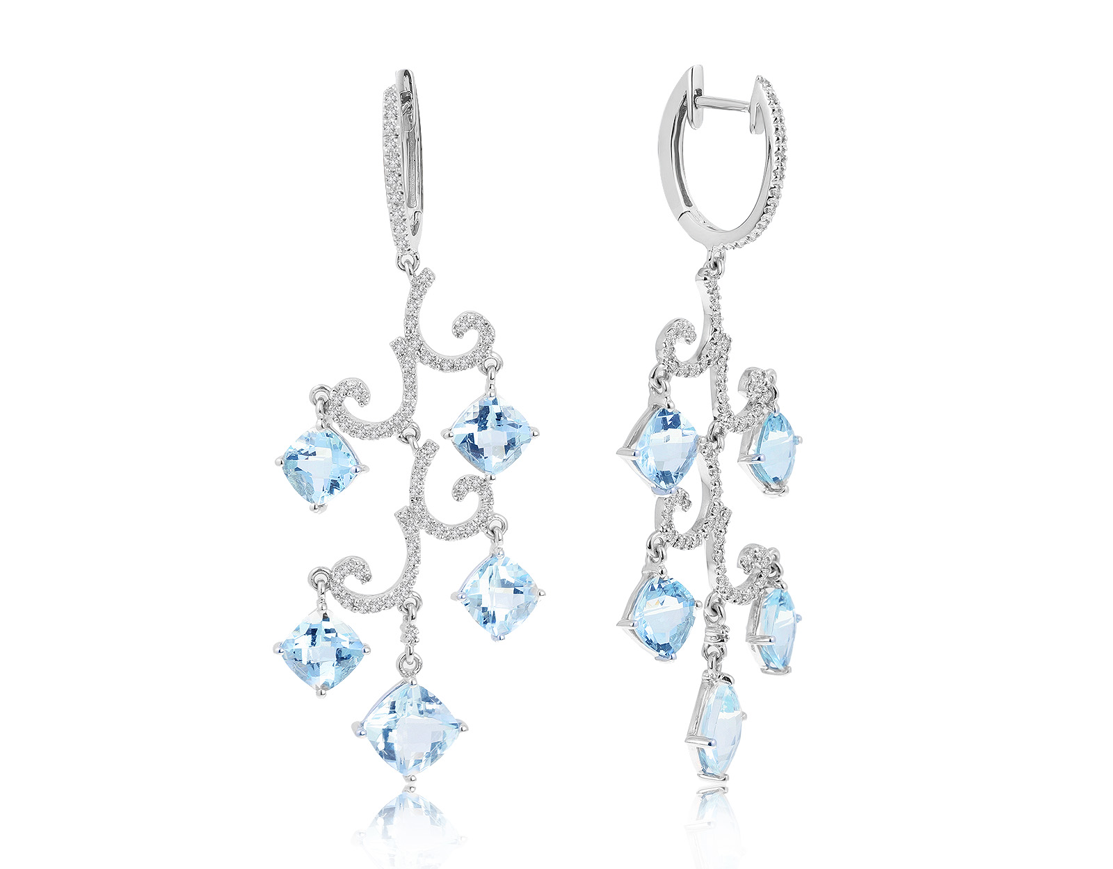 Великолепные золотые серьги с аквамаринами 9.53ct 300621/9