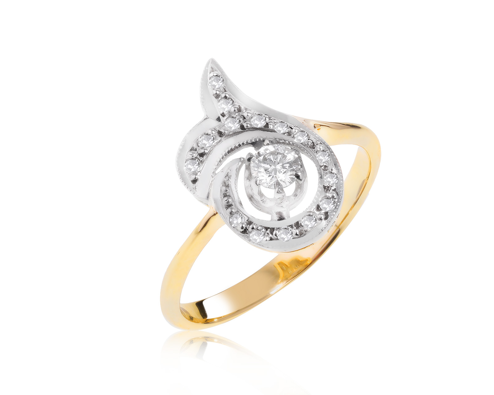 Винтажное золотое кольцо с бриллиантами 0.31ct СССР 150522/2