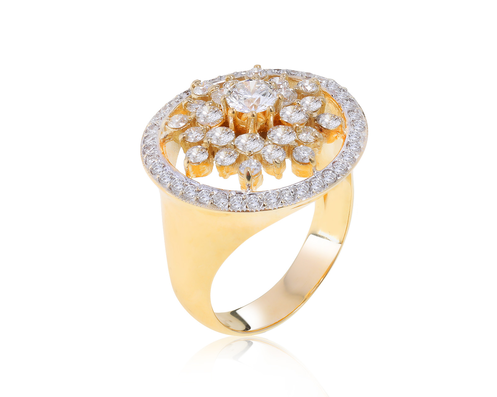 Великолепное золотое кольцо с бриллиантами 2.03ct