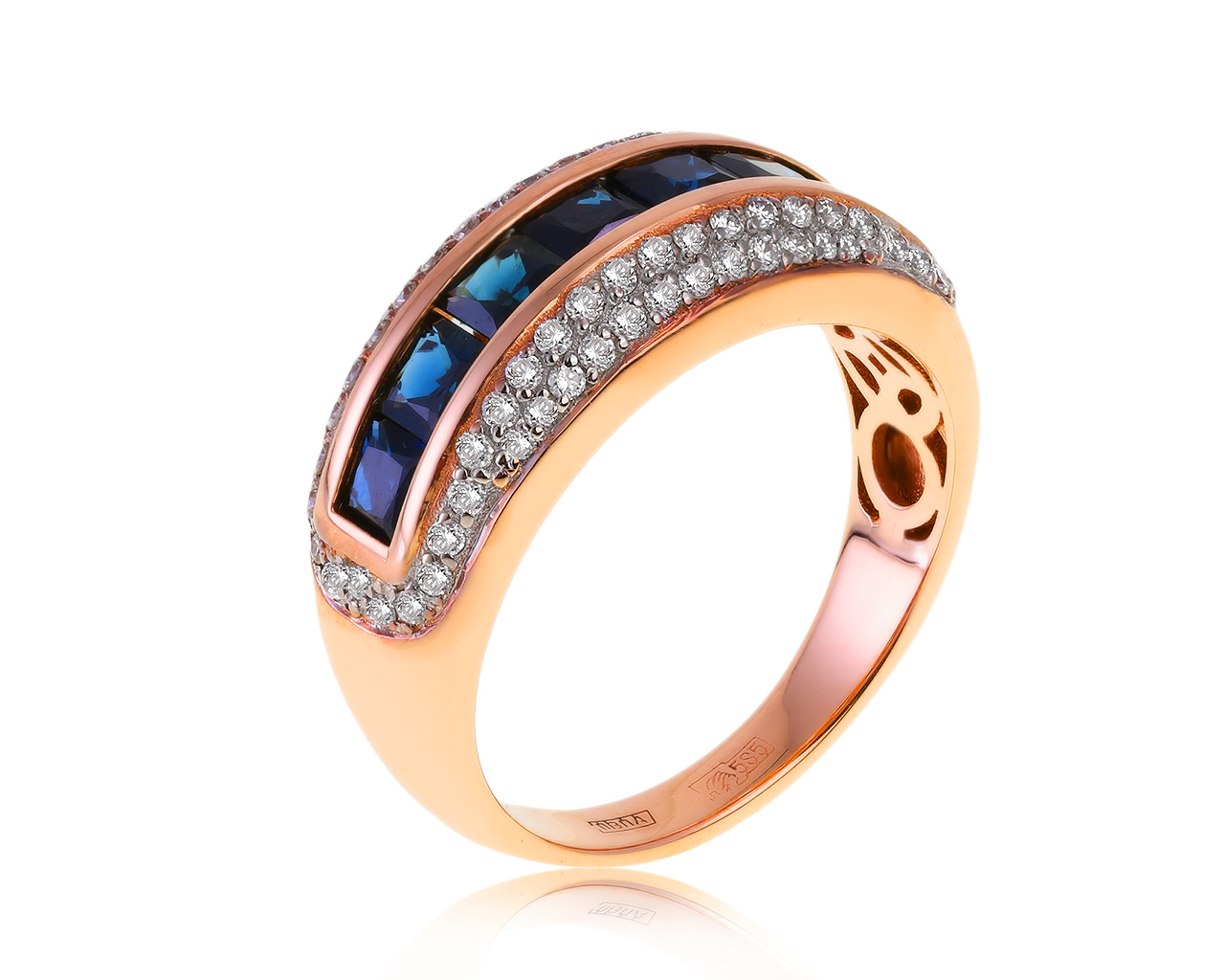 Изысканное золотое кольцо с сапфирами 2.01ct 080121/7 Изысканное золотое кольцо с сапфирами 2.01ct 080121/7