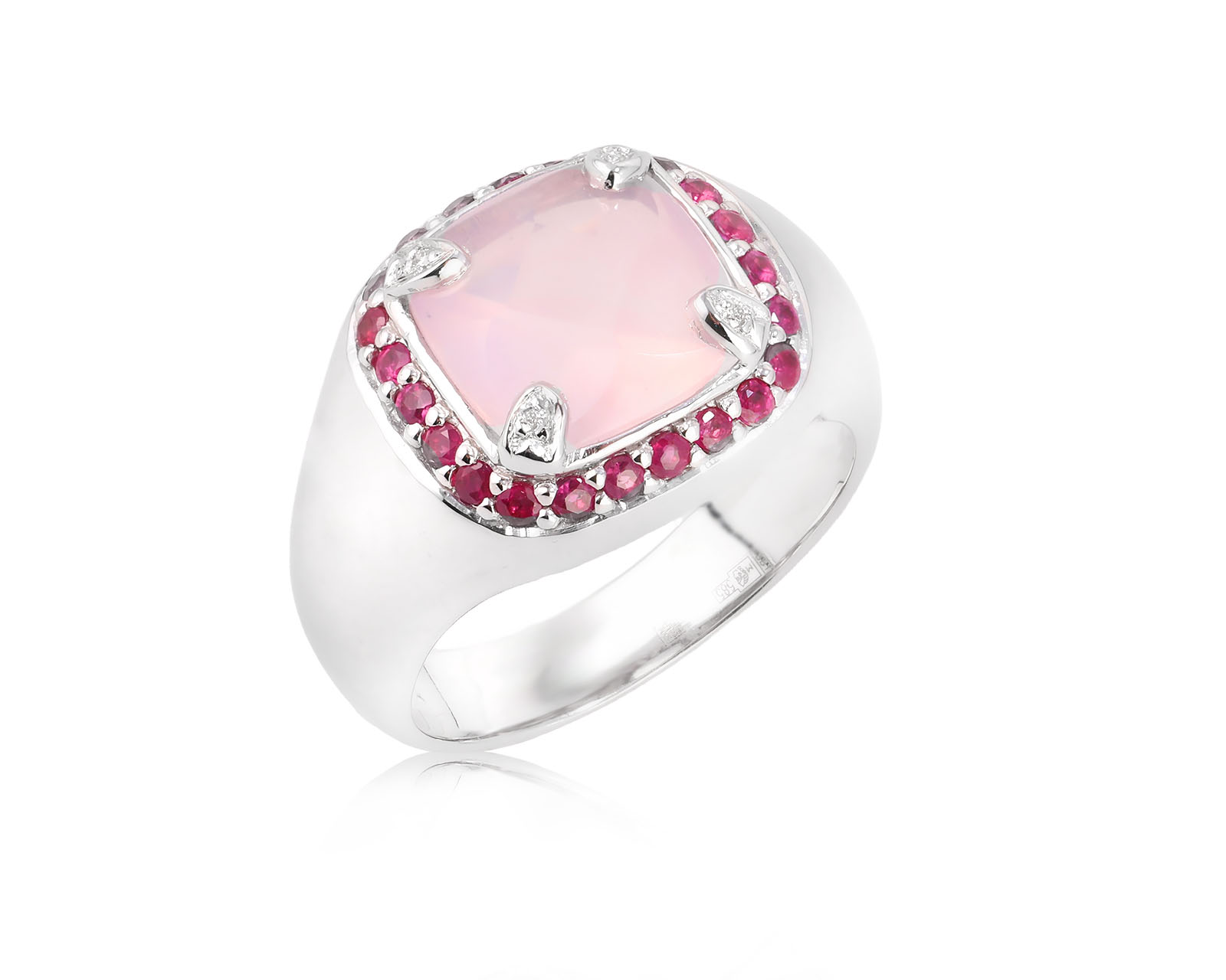 Золотое кольцо с кварцем 3.00ct и рубинами 0.43ct 151025/5