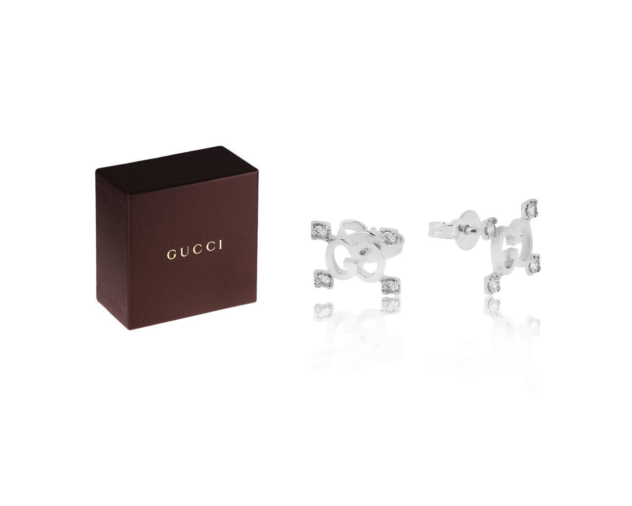 Оригинальные золотые серьги с бриллиантами 0.15ct Gucci