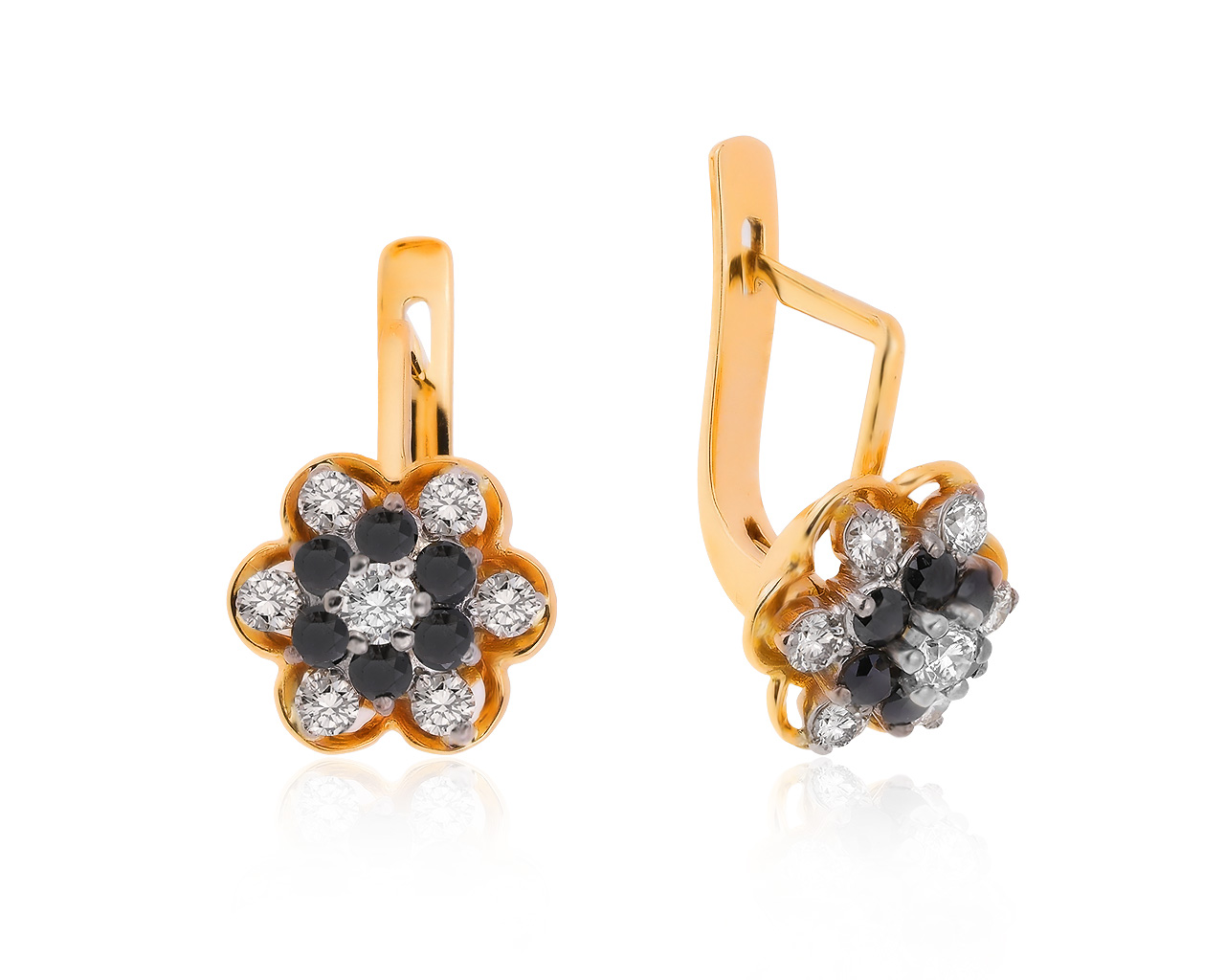 Нарядные золотые серьги с бриллиантами 1.27ct