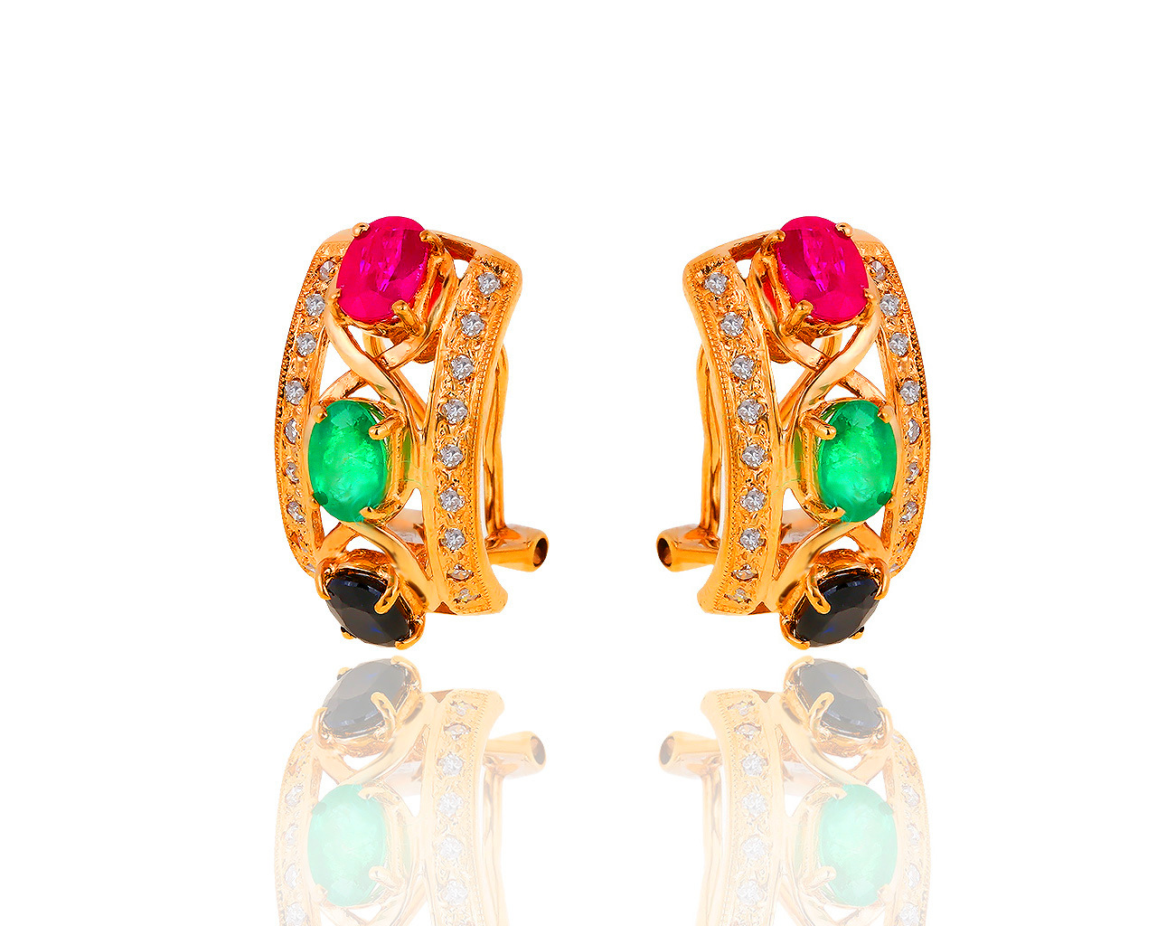 Прелестные золотые серьги с и бриллиантами 0.22ct 060519/21