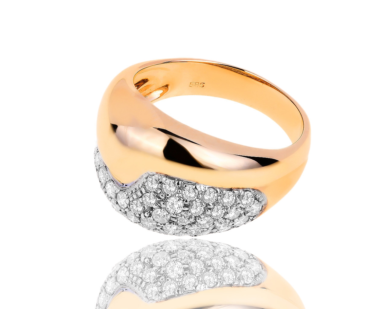 Прекрасное золотое кольцо с бриллиантами 0.82ct
