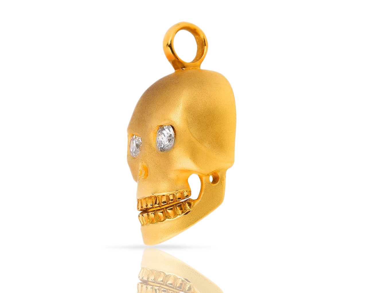 Необычный золотой кулон "череп" с бриллиантами 0.40ct