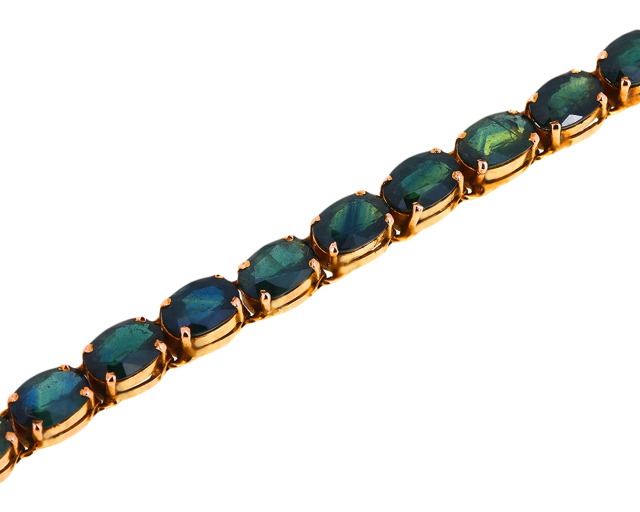 Прекрасный золотой браслет с сапфирами 10.90ct