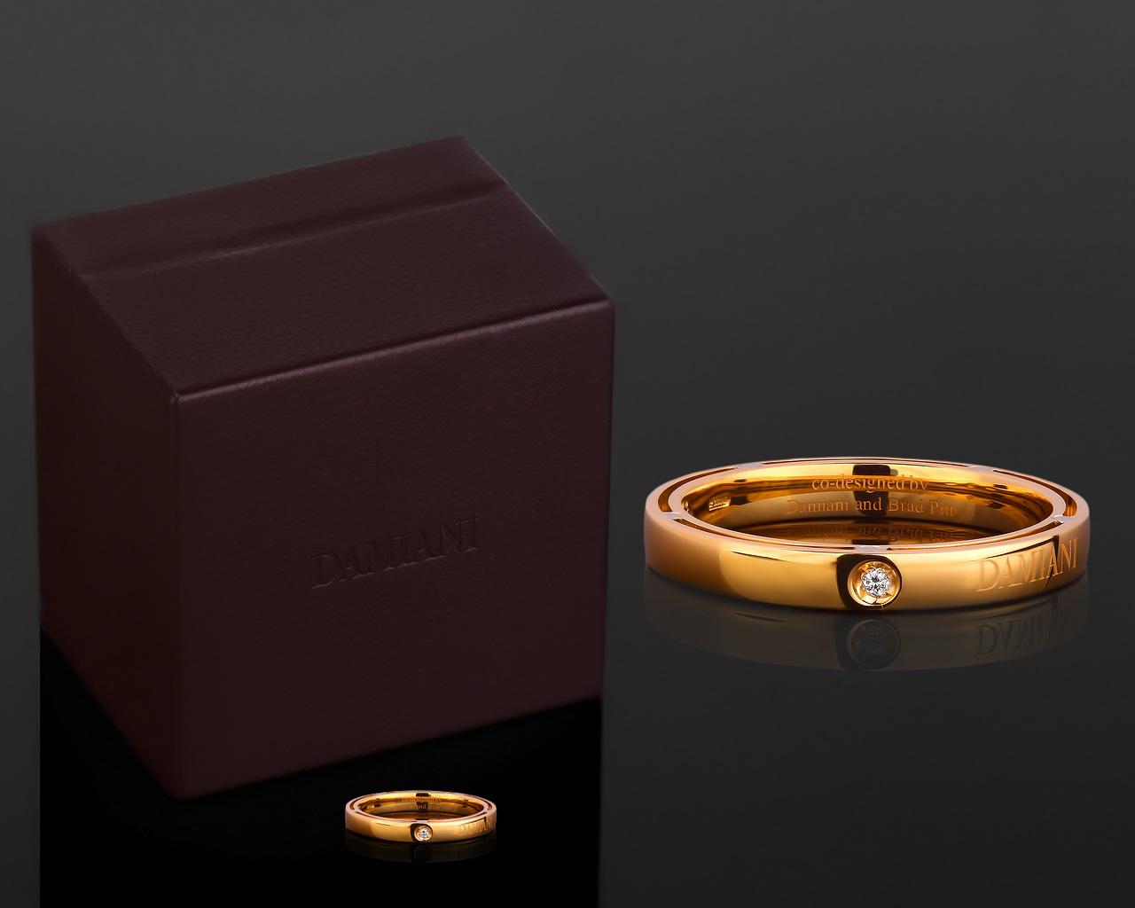 Золотое кольцо с бриллиантом Damiani Brad Pitt