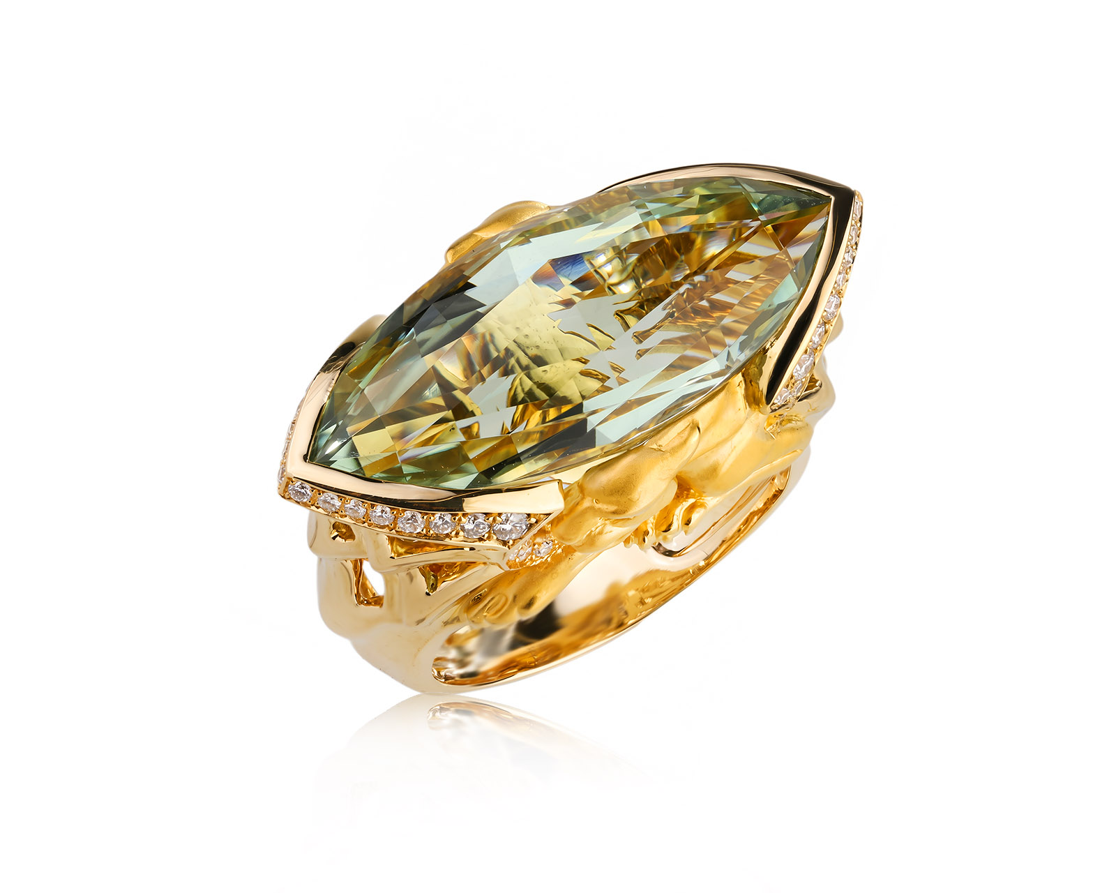Оригинальное золотое кольцо с празиолитом 14.00ct Magerit Vitral 180826/6