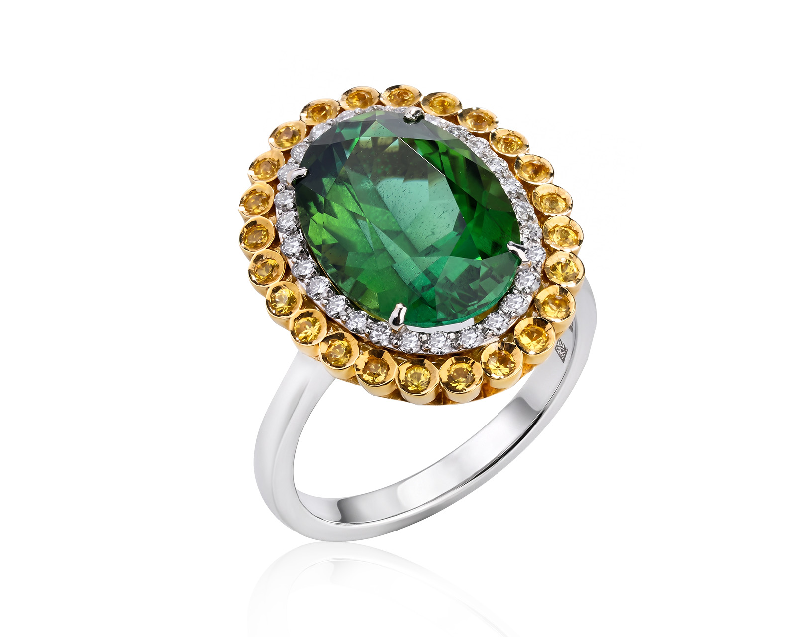 Оригинальное золотое кольцо с зеленым турмалином 5.62ct Lykov`s Jewellery 040626/КМ373