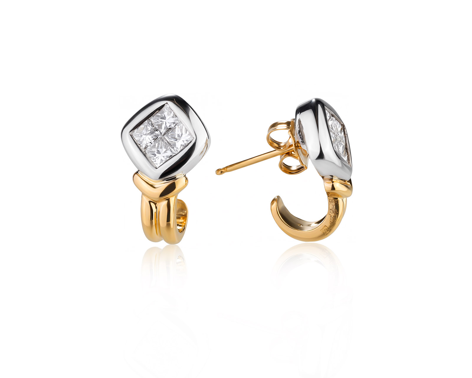 Золотые серьги с бриллиантами 0.88ct