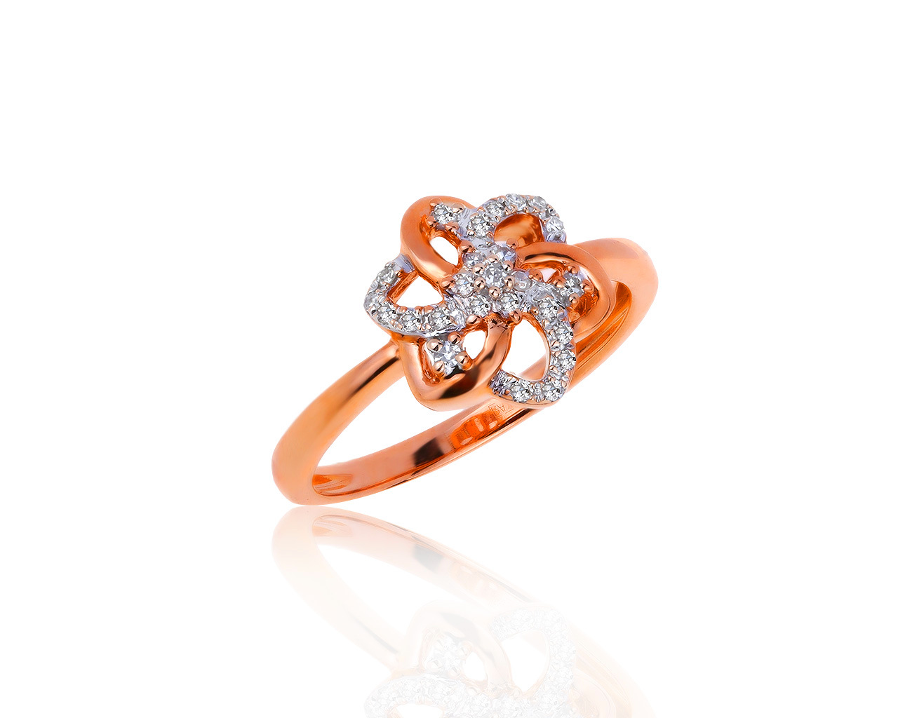 Модное золотое кольцо с бриллиантами 0.10ct 101018/20