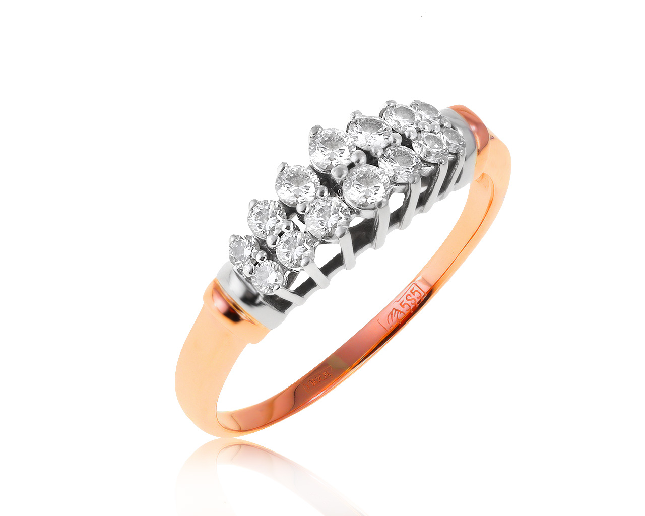 Изящное золотое кольцо с бриллиантами 0.50ct