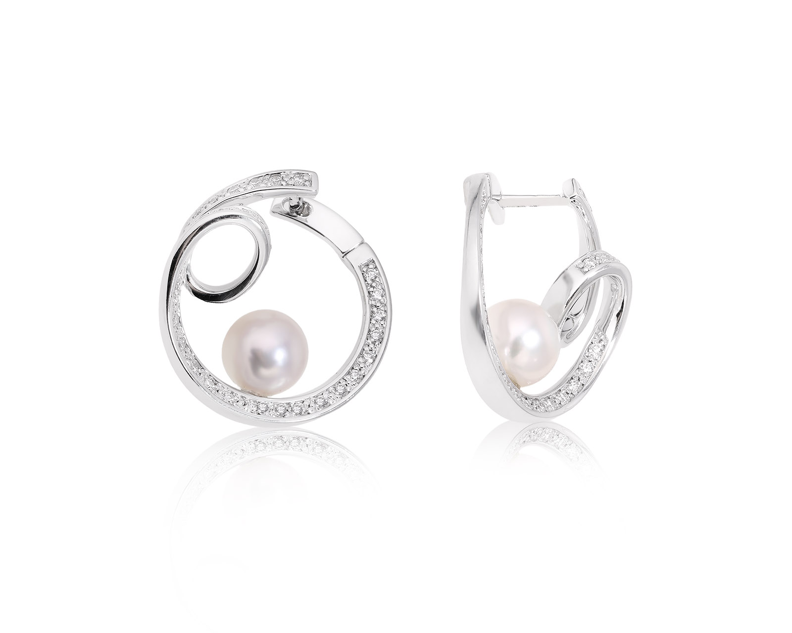 Оригинальные золотые серьги с жемчугом Акойя 7.35 мм Mikimoto