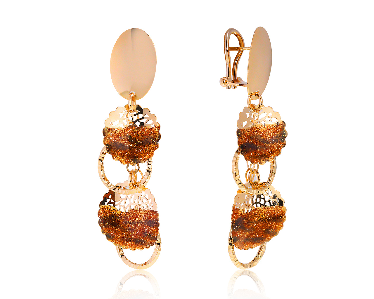 Оригинальные золотые серьги с эмалью Rasasi D'Ore 080421/2