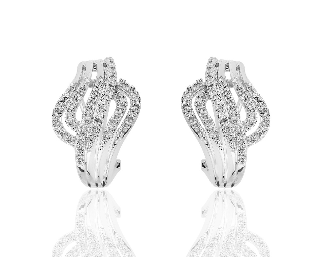 Узорные золотые серьги с бриллиантами 0.60ct 291118/7 Узорные золотые серьги с бриллиантами 0.60ct 291118/7
