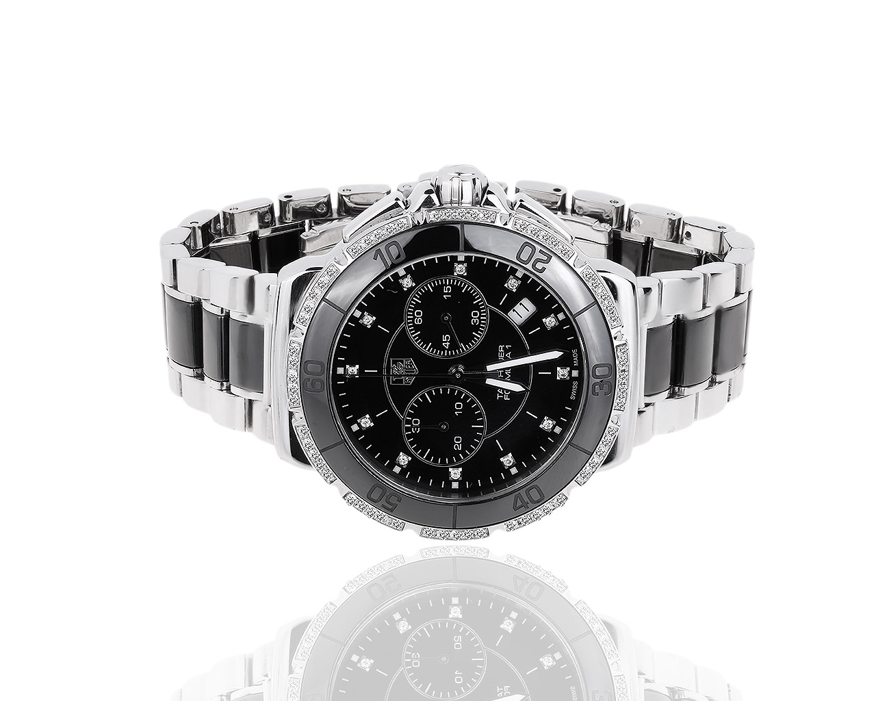 Стальные часы с бриллиантами 0.53ct Tag Heuer 100918/1