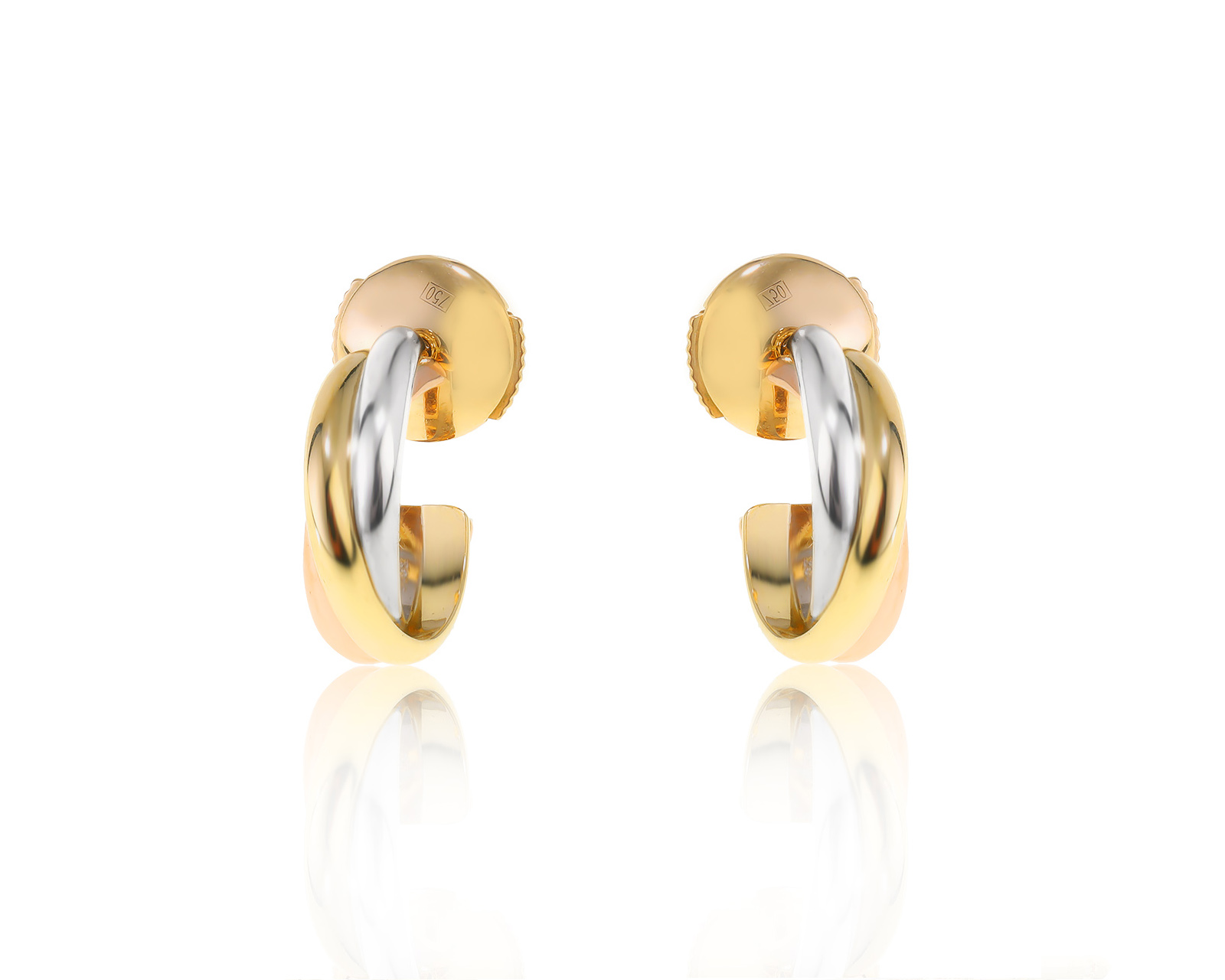 Оригинальные золотые серьги Cartier Trinity