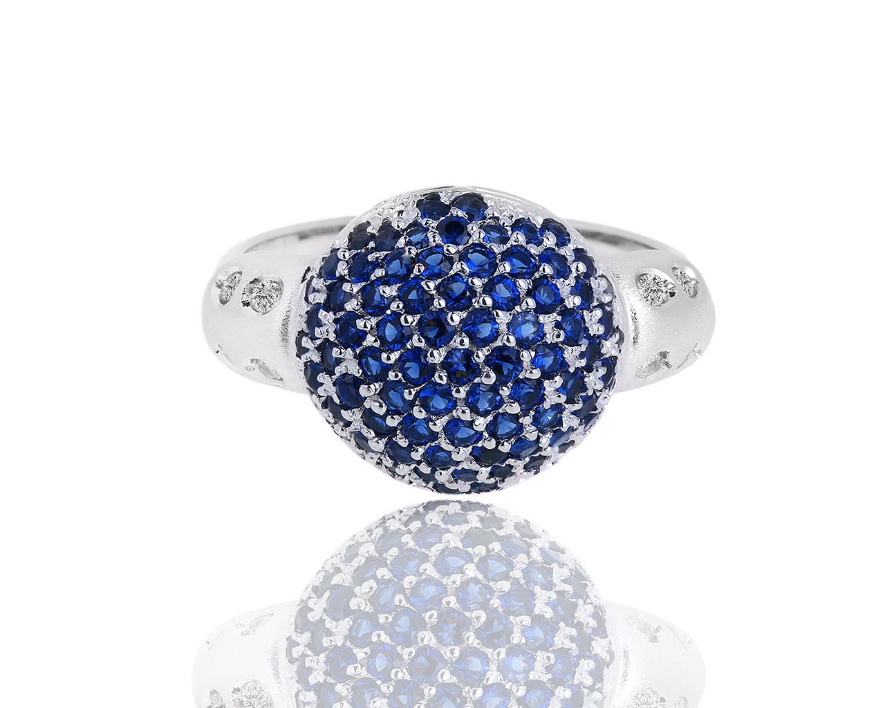 Золотое кольцо с бриллиантами 0.12ct и сапфирами 0.75ct 070618/2