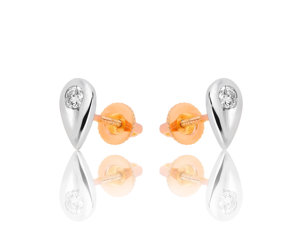 Золотые серьги пусеты с бриллиантами 0.25ct 020318/22