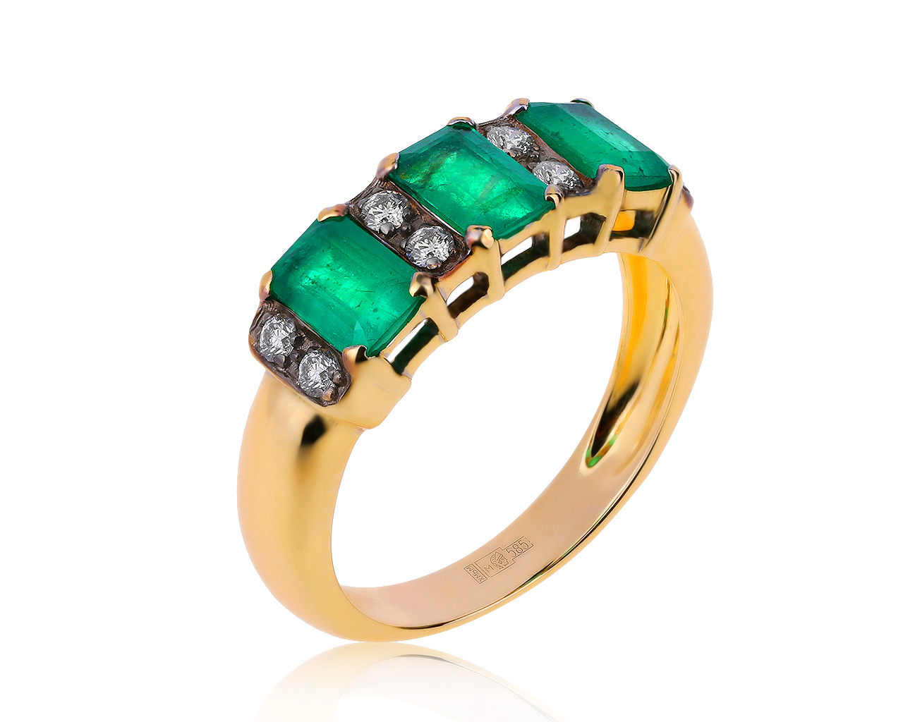 Притягательное золотое кольцо с изумрудами 1.41ct 260520/11