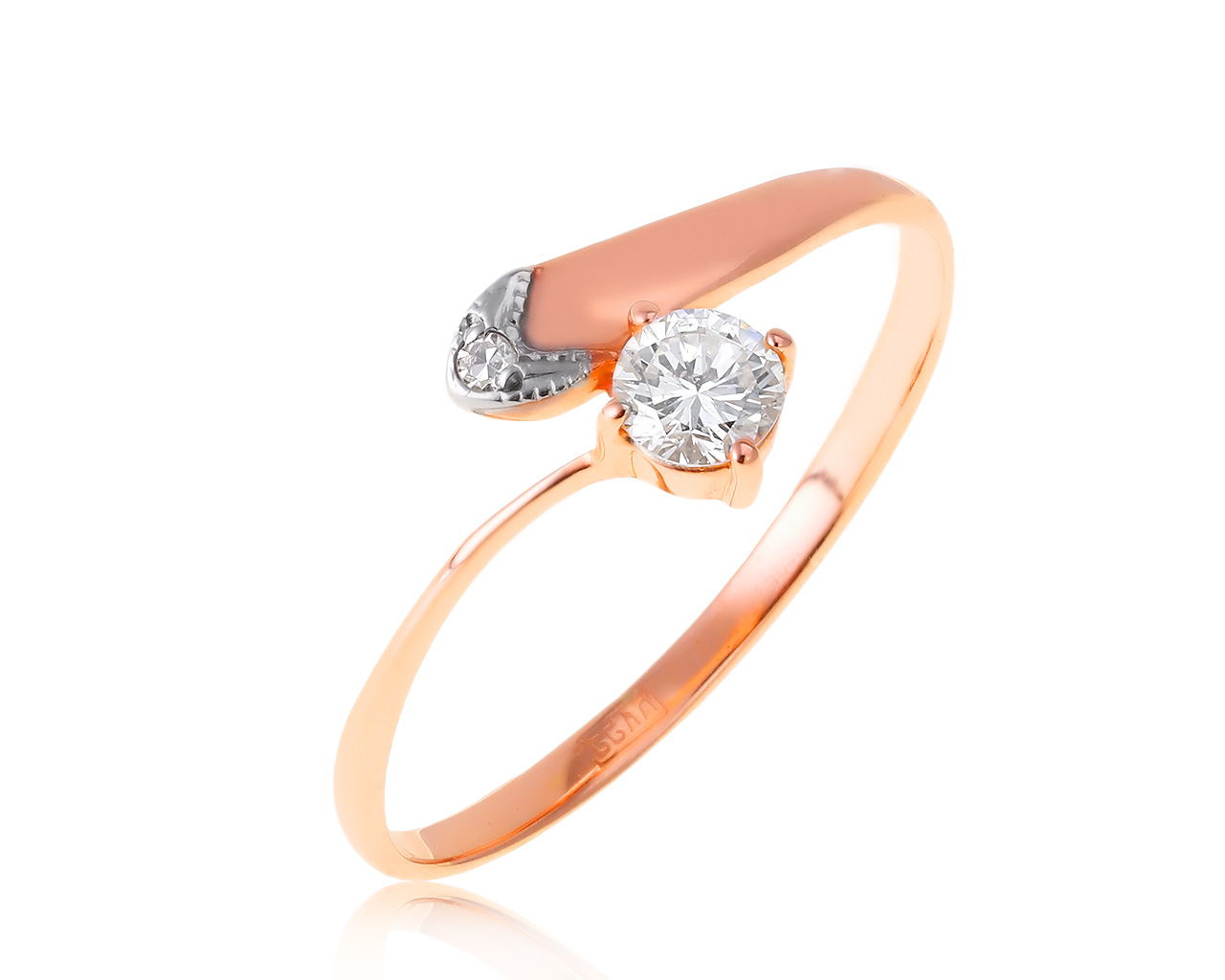 Модное золотое кольцо с бриллиантами 0.18ct