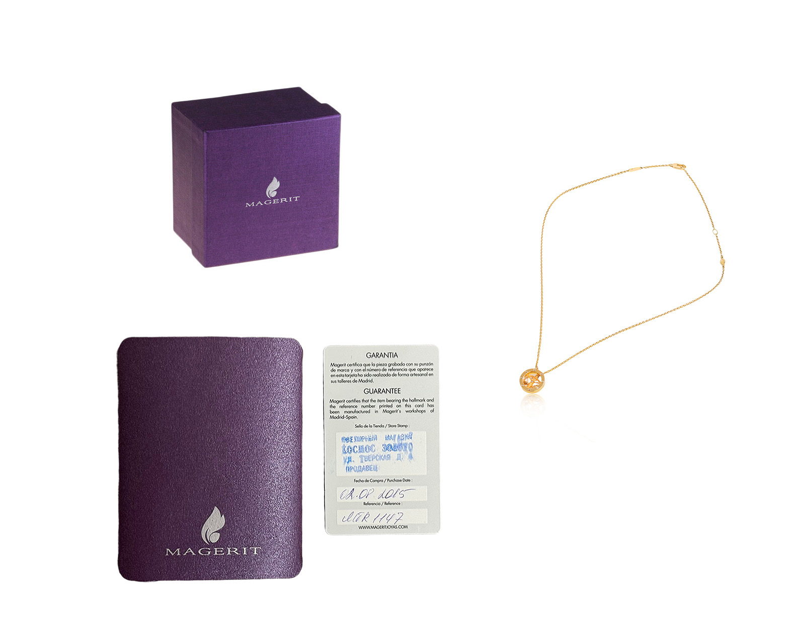 Оригинальное золотое колье Magerit Zodiac Horoscope libra