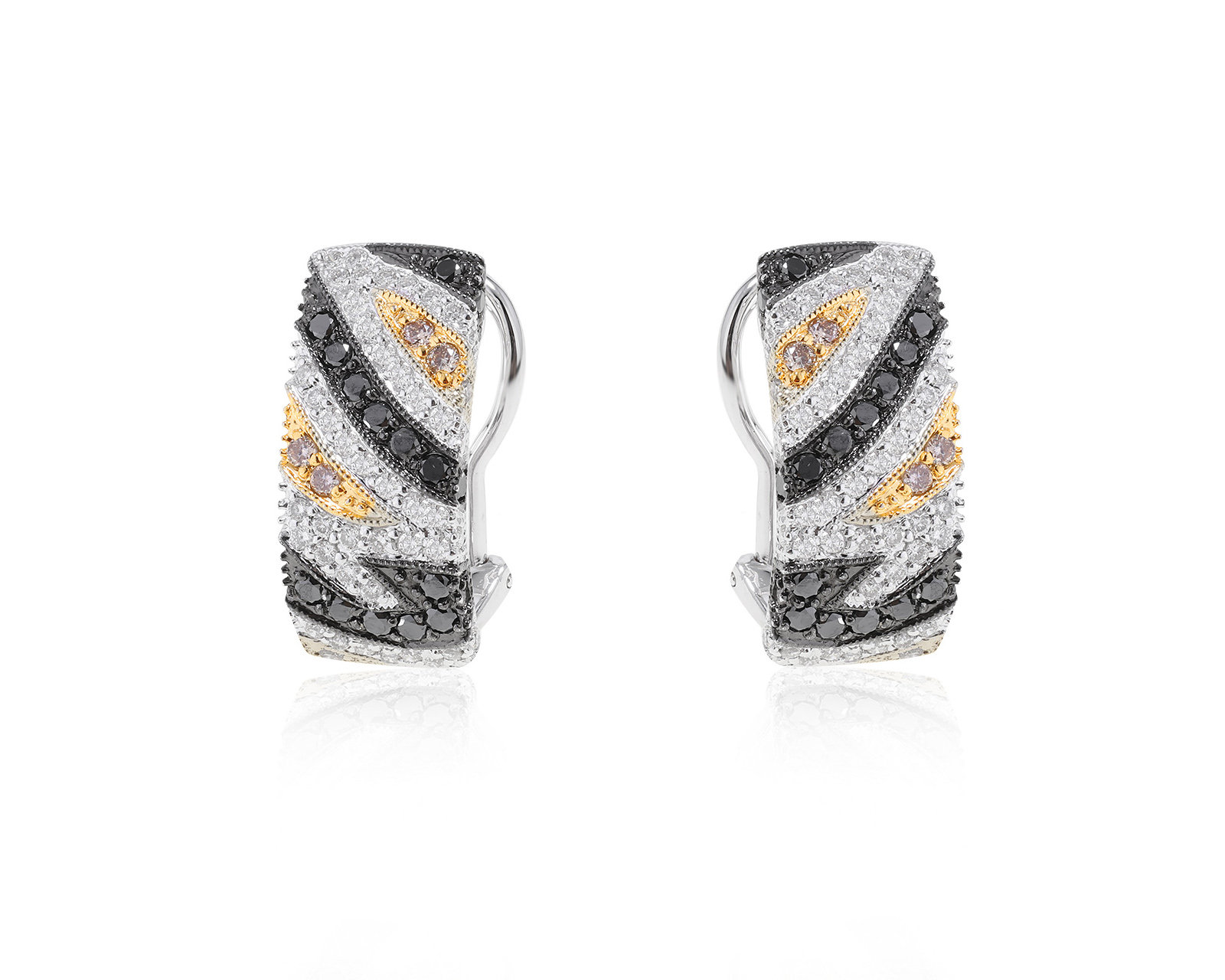 Изысканные золотые серьги с бриллиантами 1.18ct