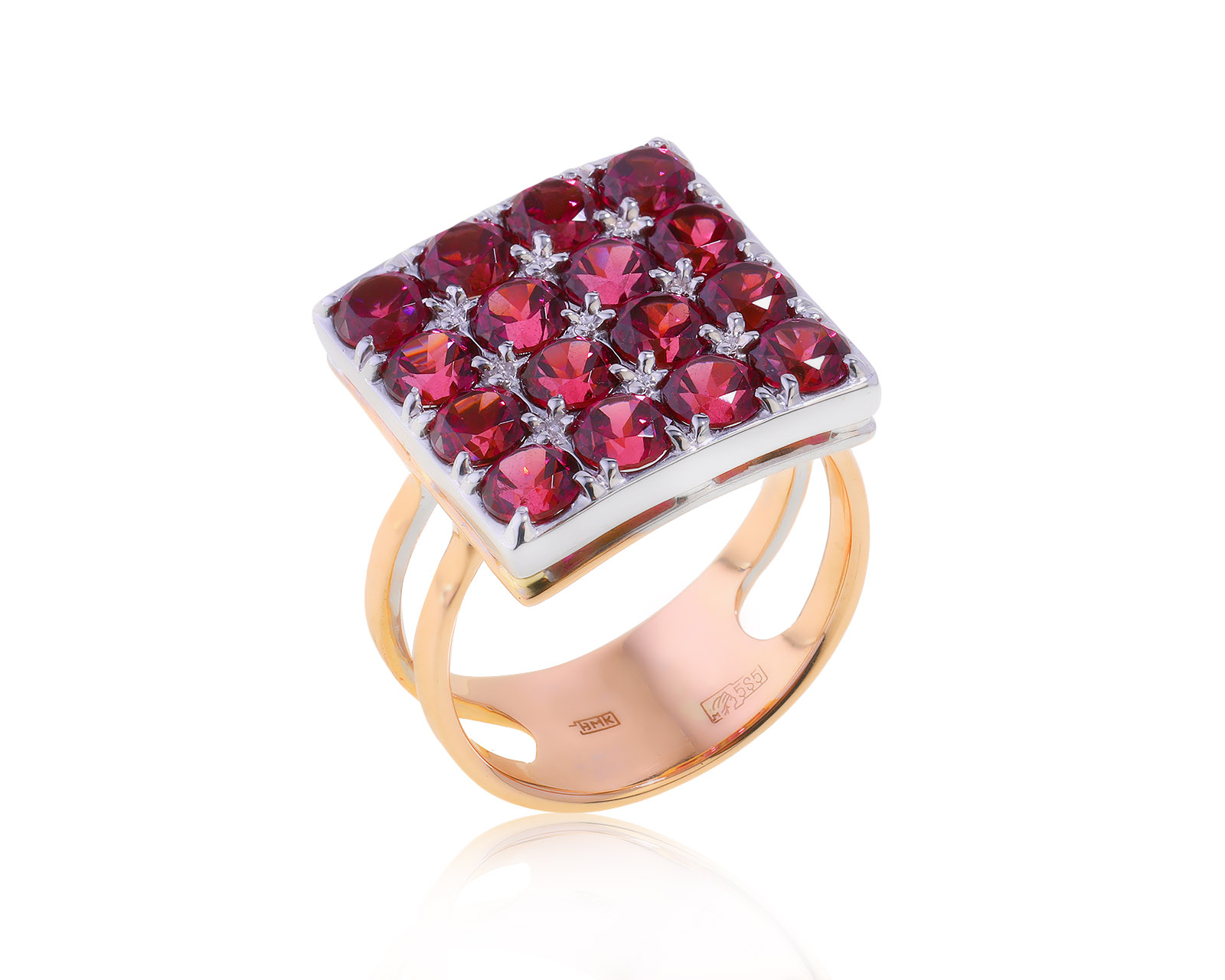 Красивое золотое кольцо с родолитами 4.60ct 220323/4