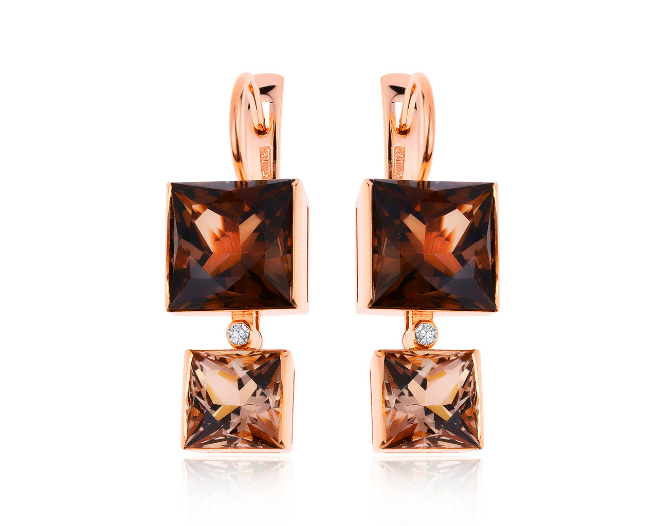 Притягательные золотые серьги с раухтопазами 15.60ct 300720/6