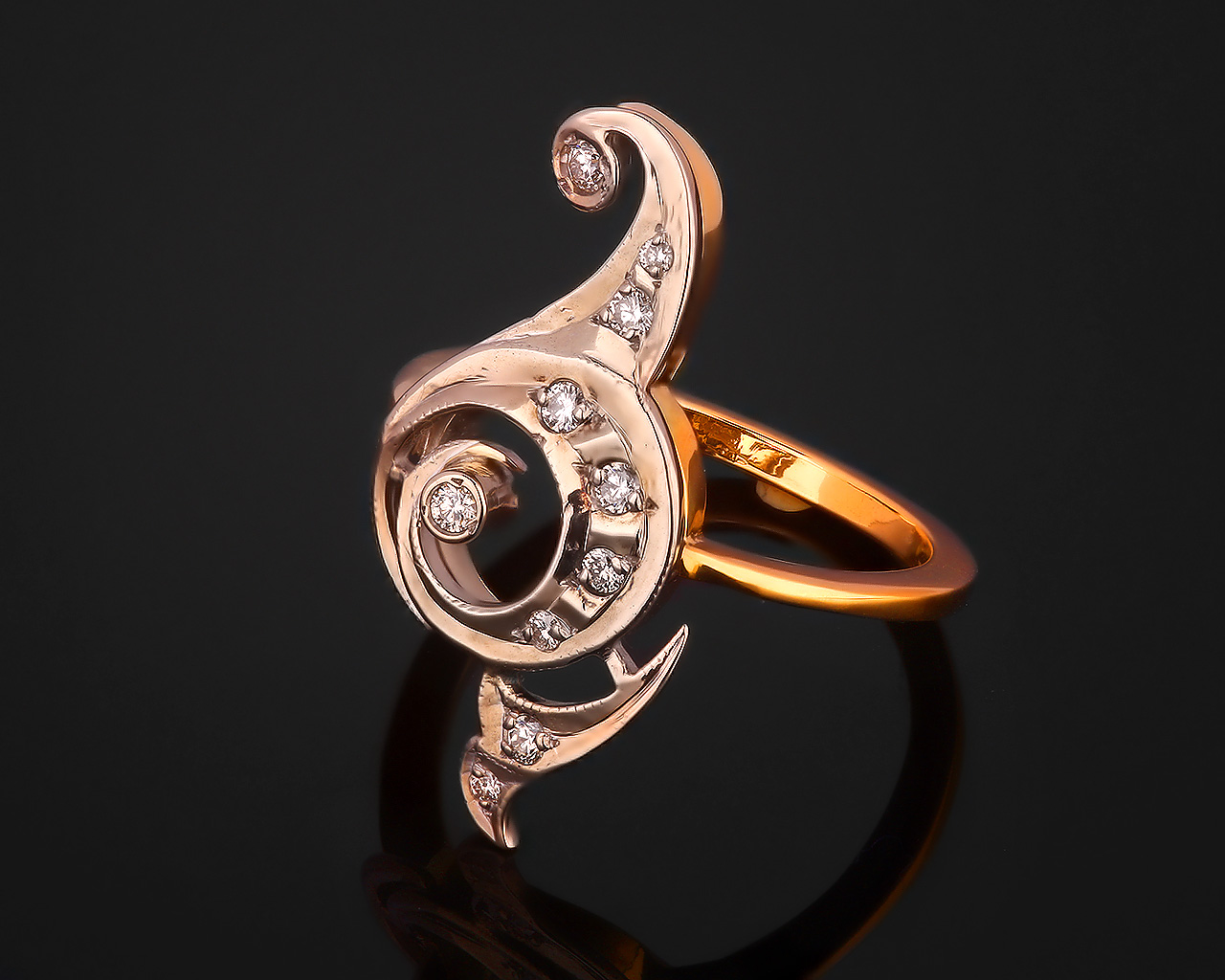 Изящное золотое кольцо с бриллиантами 0.19ct 160816/9 Изящное золотое кольцо с бриллиантами 0.19ct 160816/9