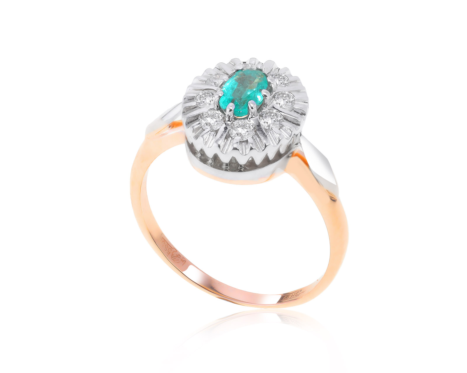 Нарядное золотое кольцо с изумрудом 0.44ct 060622/3