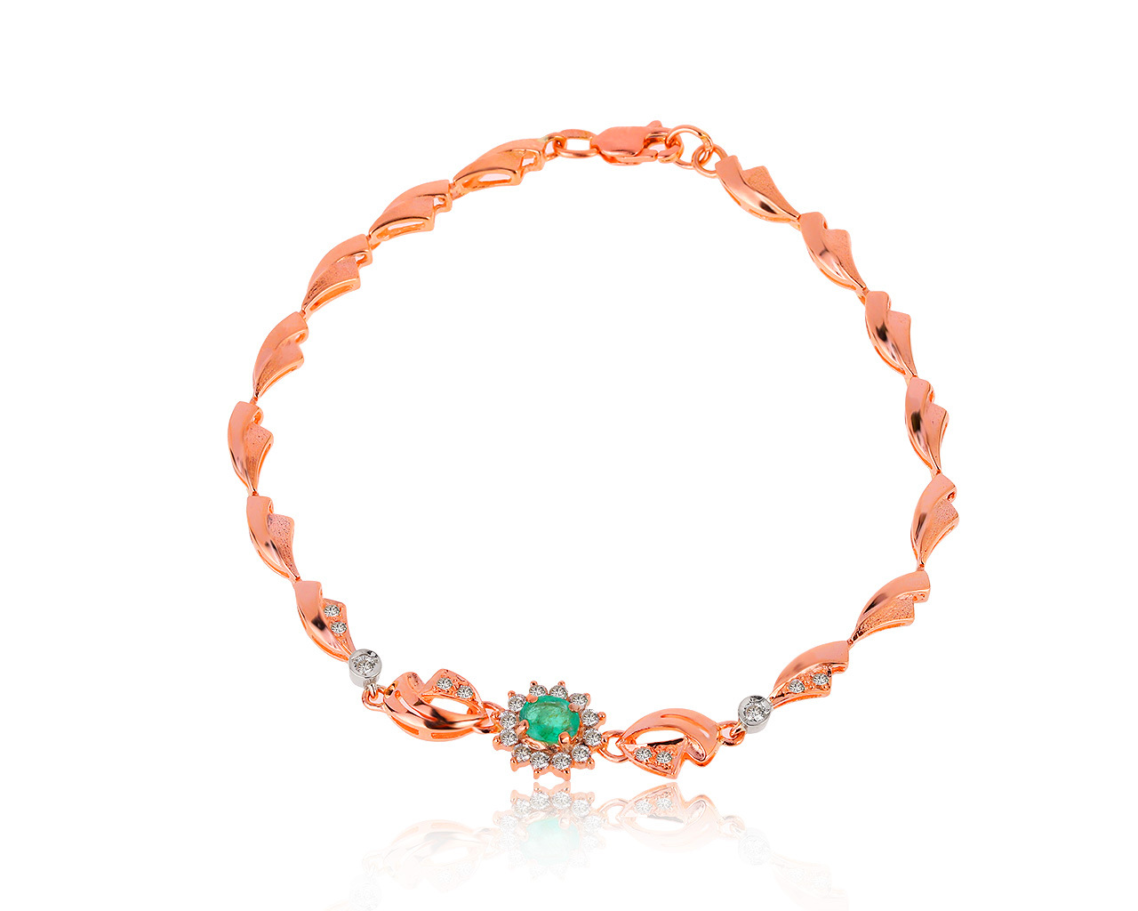 Винтажный золотой браслет с изумрудом 0.22ct 160820/3