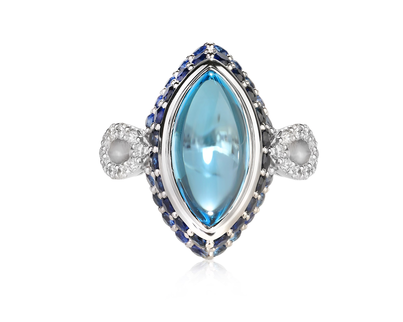 Золотое кольцо с топазом 4.95ct и сапфирами 1.50ct