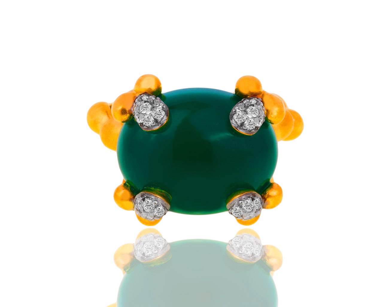 Золотое кольцо с халцедоном и бриллиантами 0.24ct Nanis 210319/1