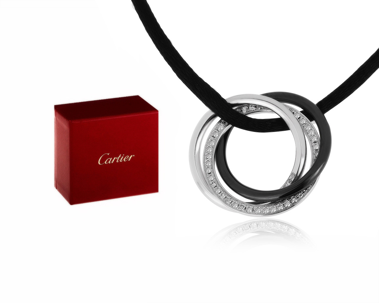 Оригинальный золотой кулон с бриллиантами 0.19ct Cartier Trinity