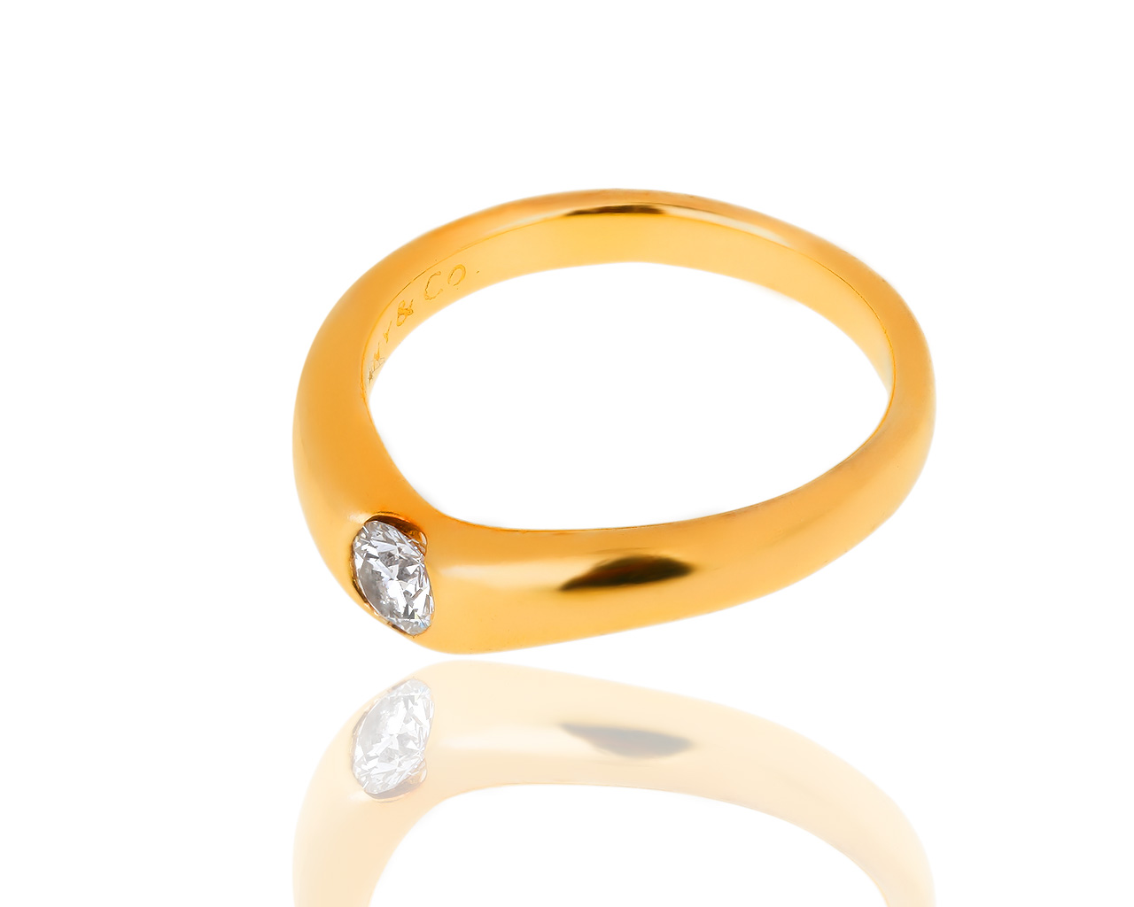Золотое кольцо с бриллиантом 0.22ct Tiffany&Co Elsa Peretti