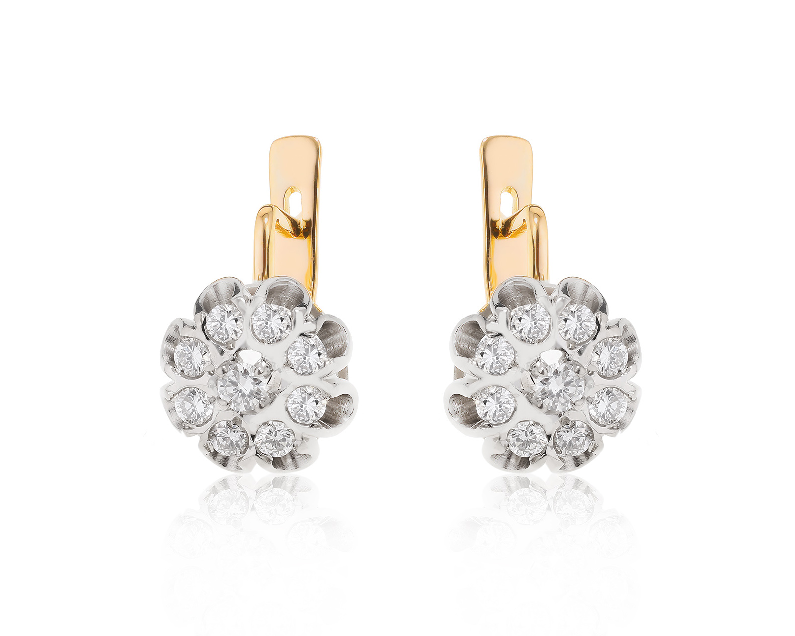 Потрясающие золотые серьги с бриллиантами 0.96ct