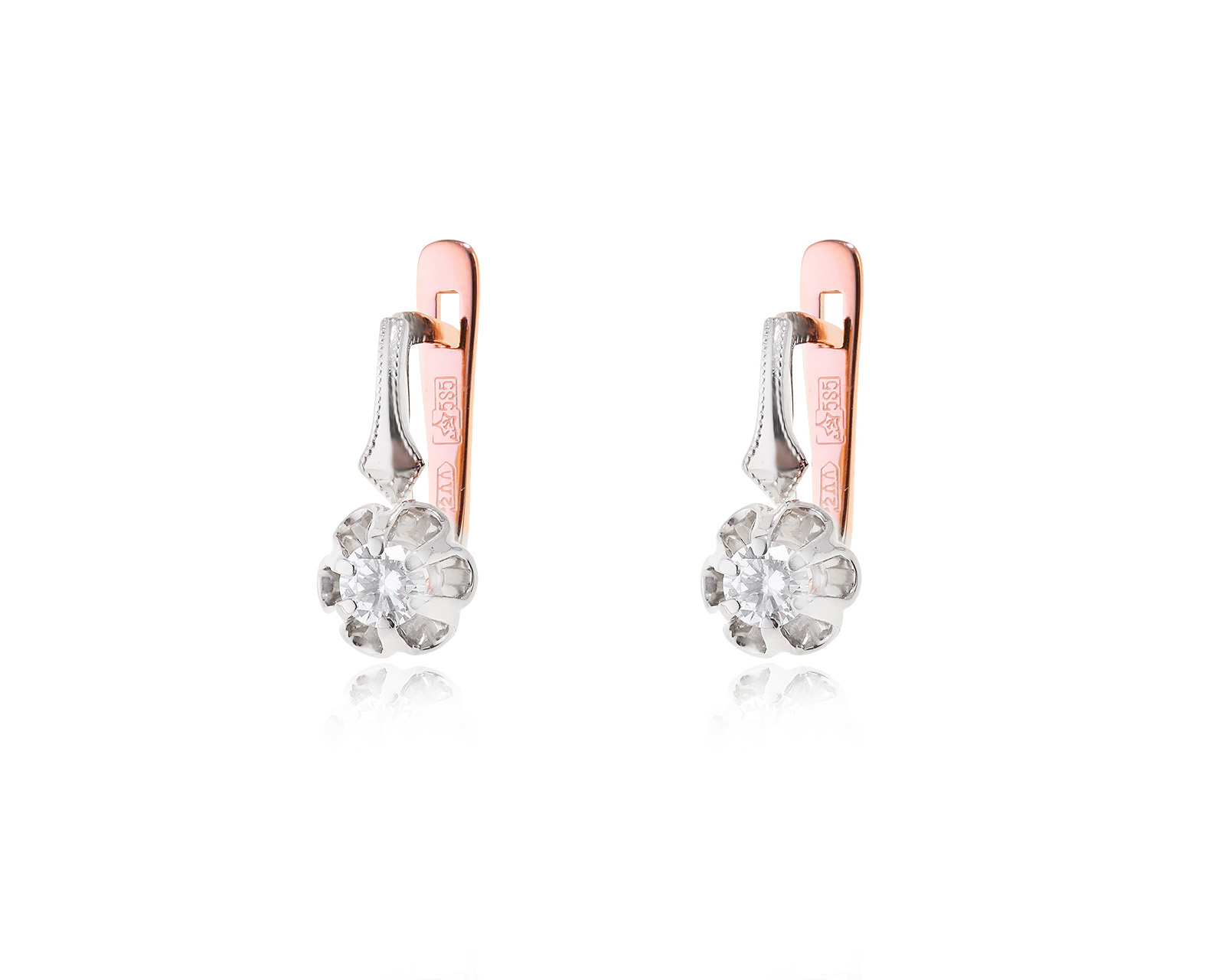 Золотые серьги с бриллиантами 0.20ct СССР