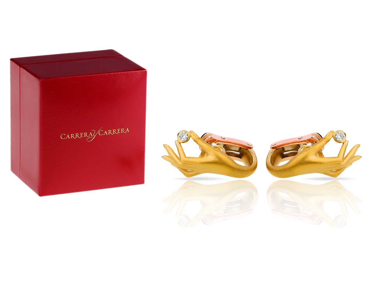 Красивые золотые серьги с бриллиантами Carrera y Carrera