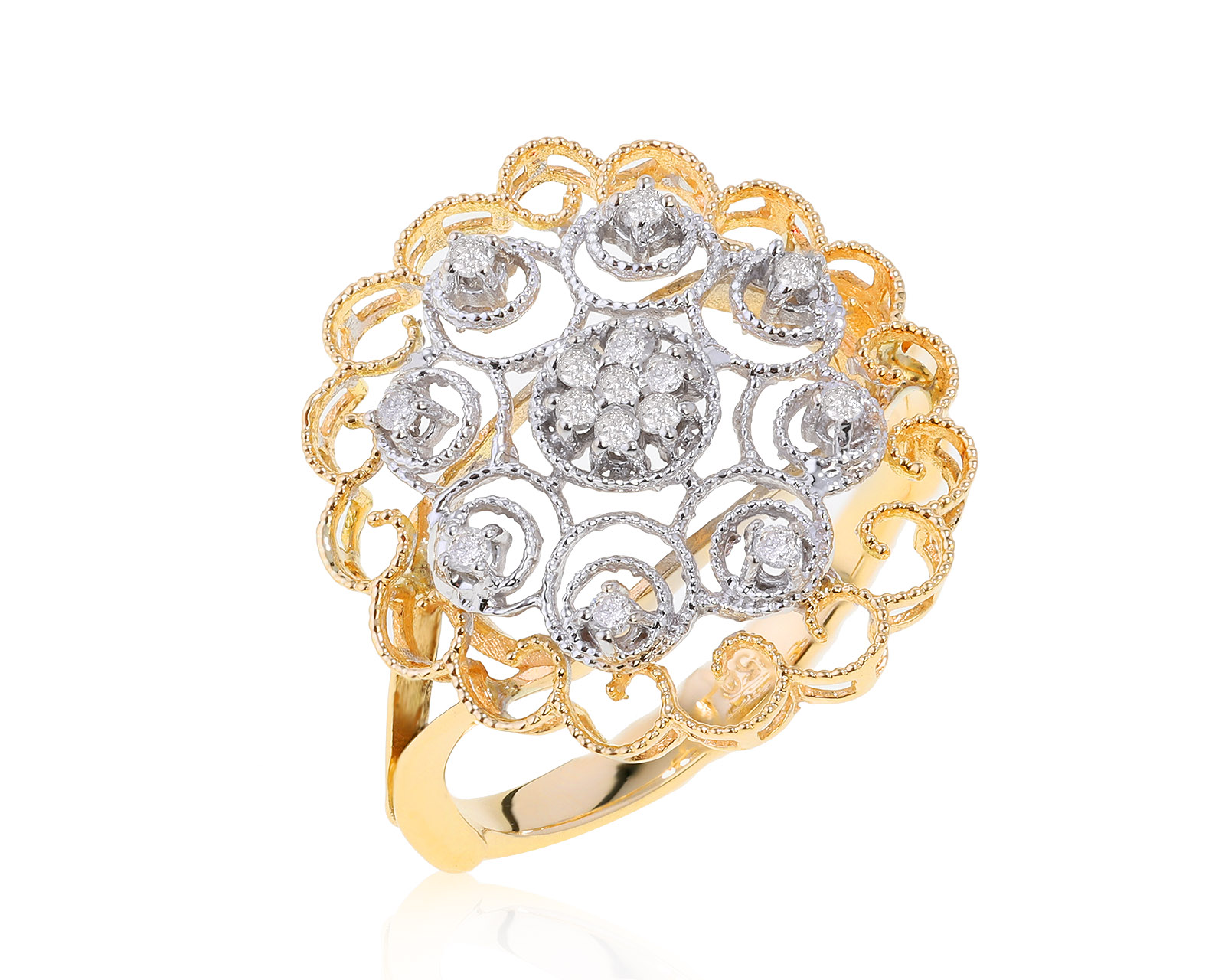 Прекрасное золотое кольцо с бриллиантами 0.18ct