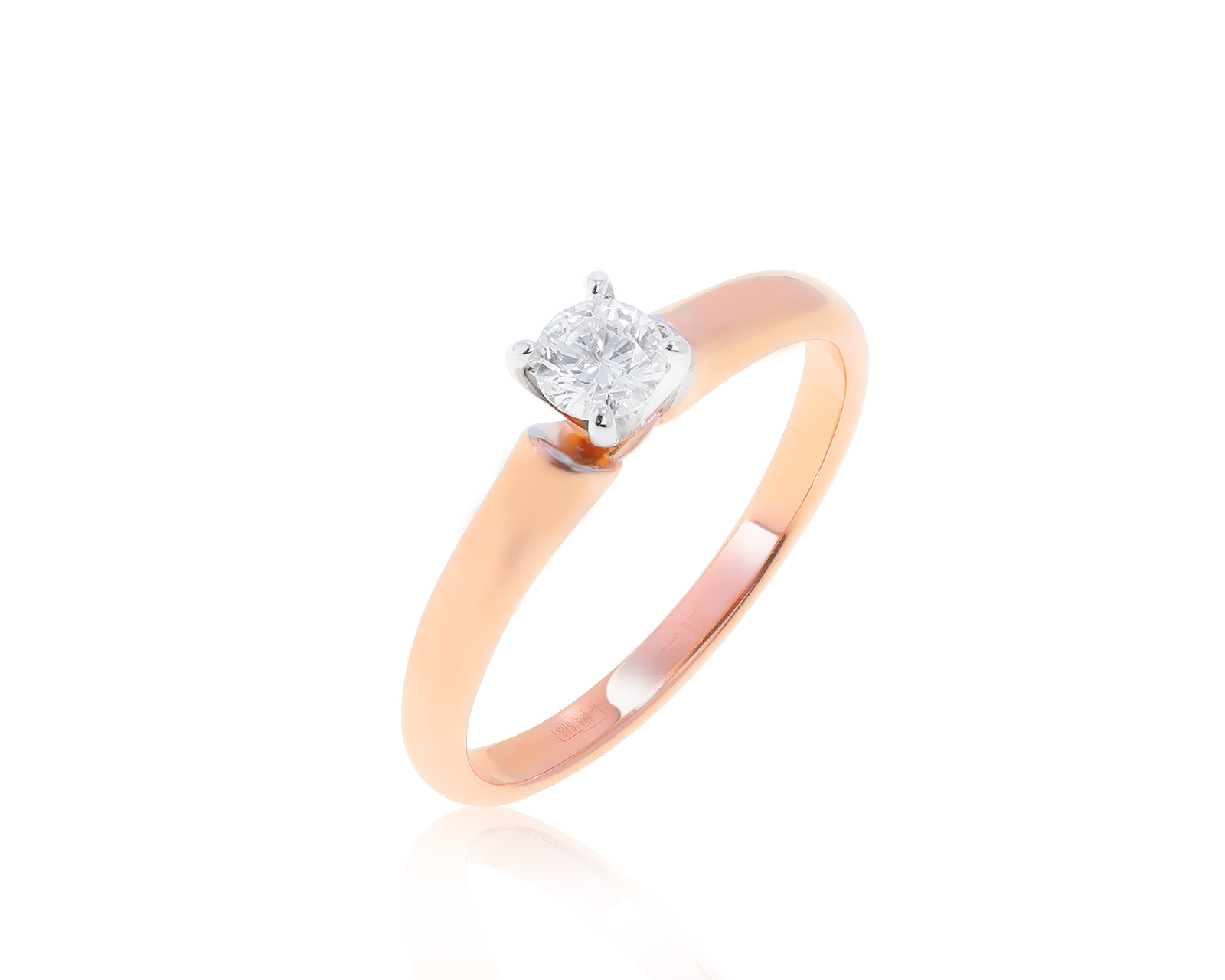 Оригинальное золотое кольцо с бриллиантом 0.21ct МЮЗ 080822/6