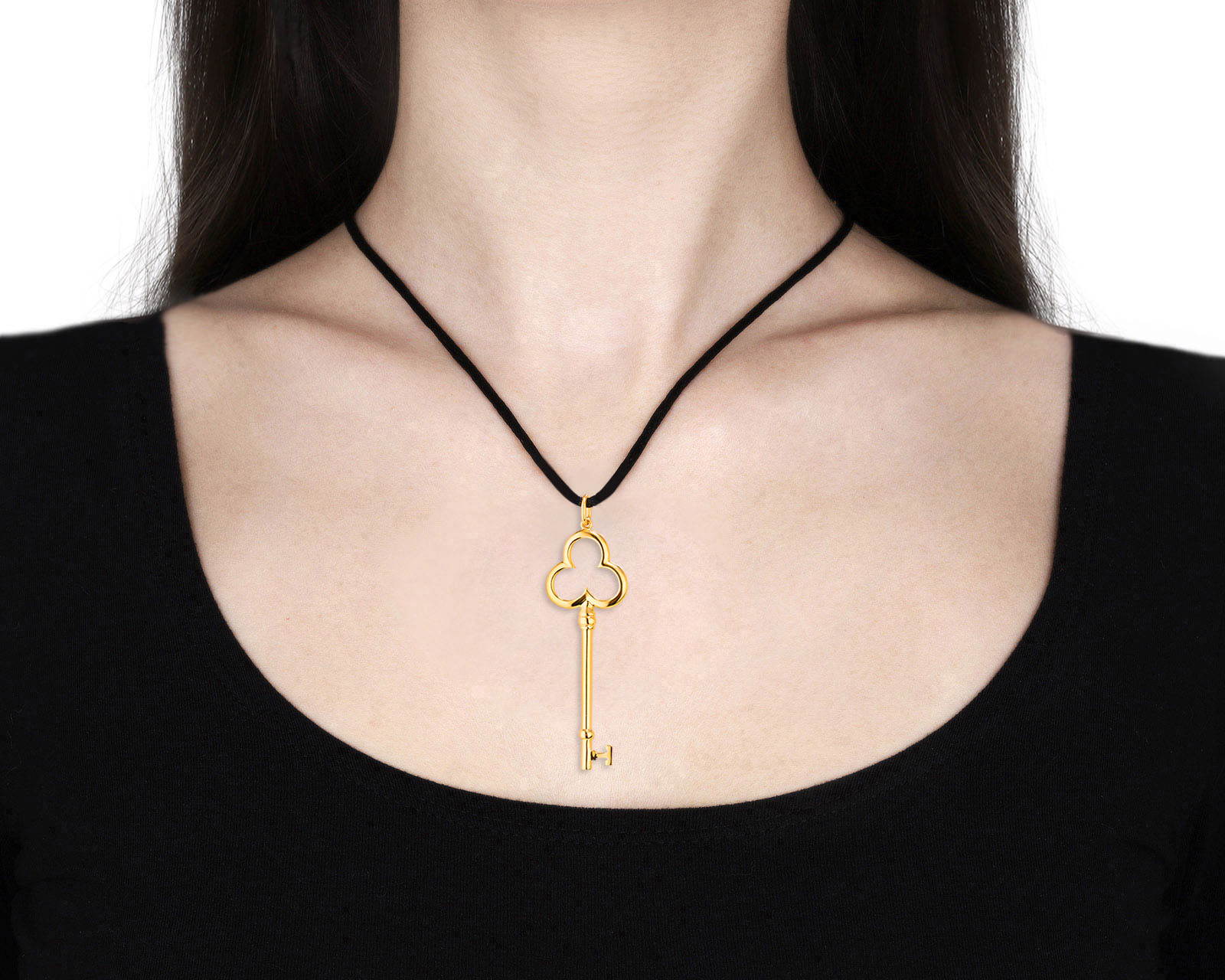 Оригинальный золотой кулон Tiffany&Co Trefoil Key