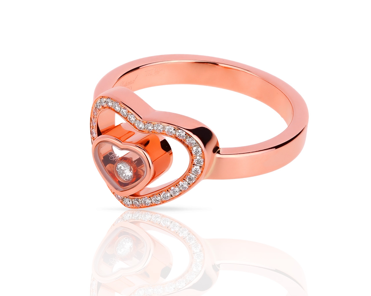 Золотое кольцо с бриллиантами 0.15ct Chopard Happy Hearts