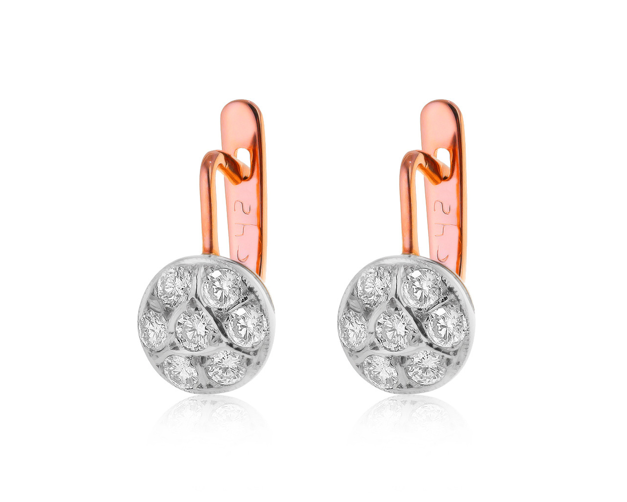 Красивые золотые серьги с бриллиантами 0.84ct СССР