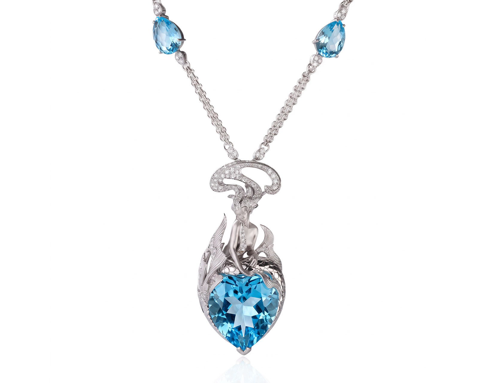 Оригинальное золотое колье с топазами 80.55ct Magerit Atlantis Sirena Ola 250726/7