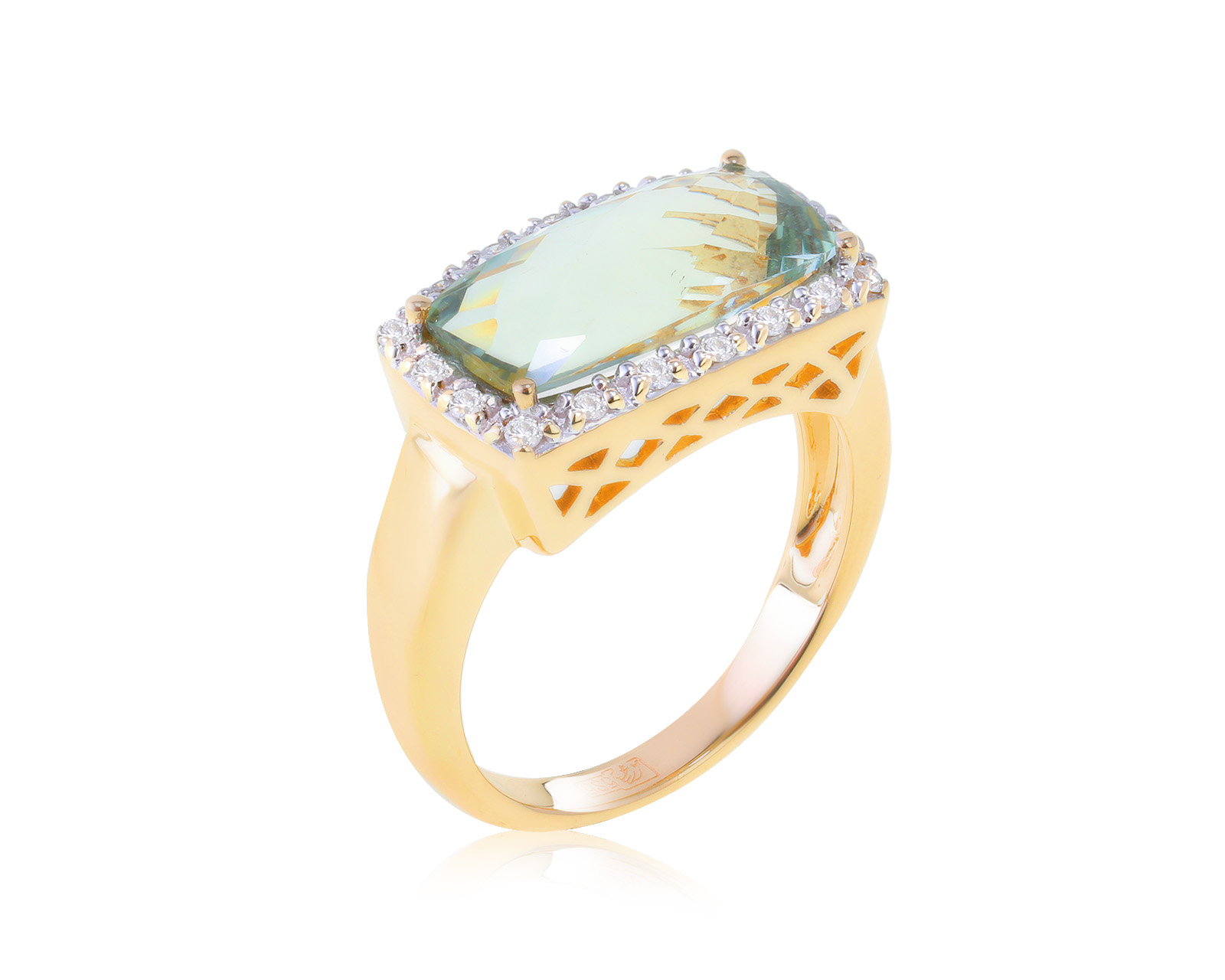 Чарующее золотое кольцо с празиолитом 3.34ct 201222/2