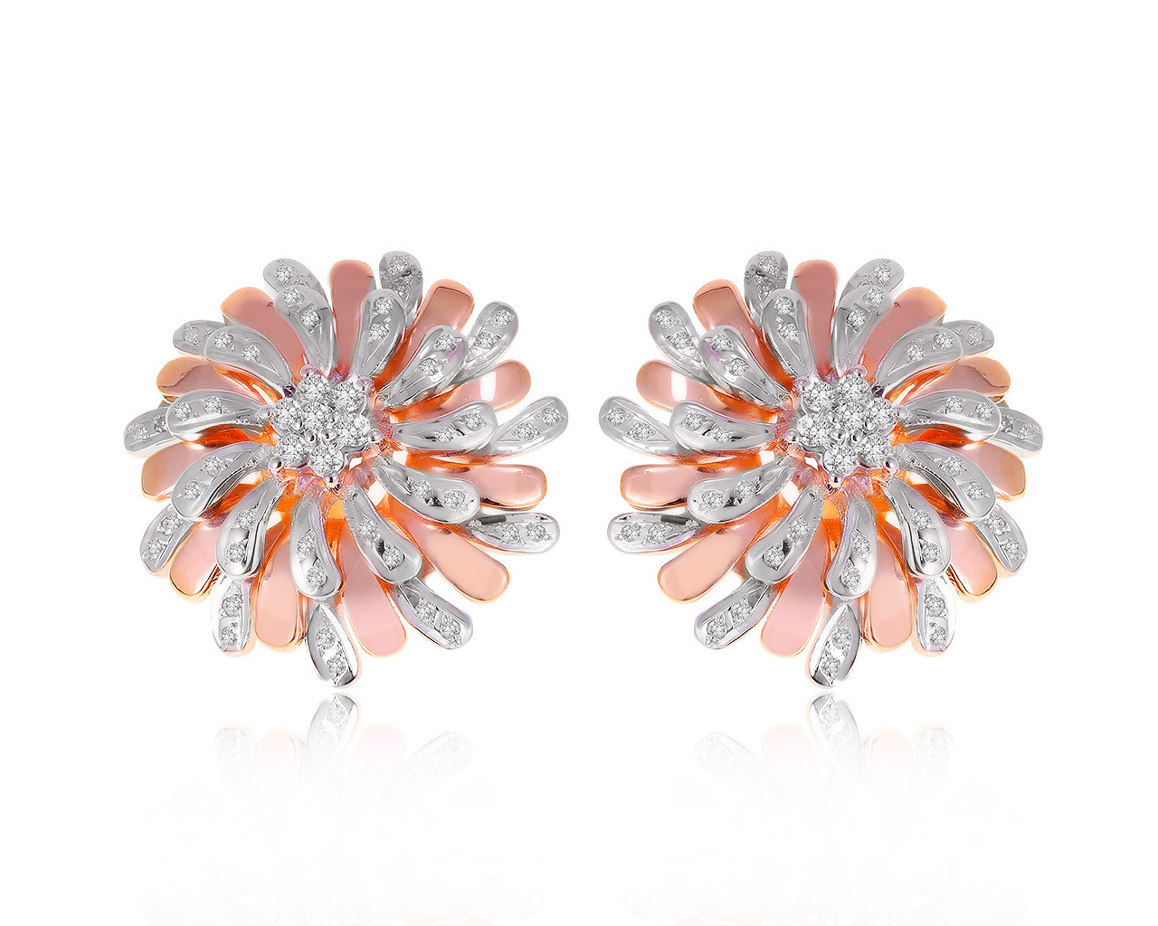 Прекрасные золотые серьги с бриллиантами 0.53ct